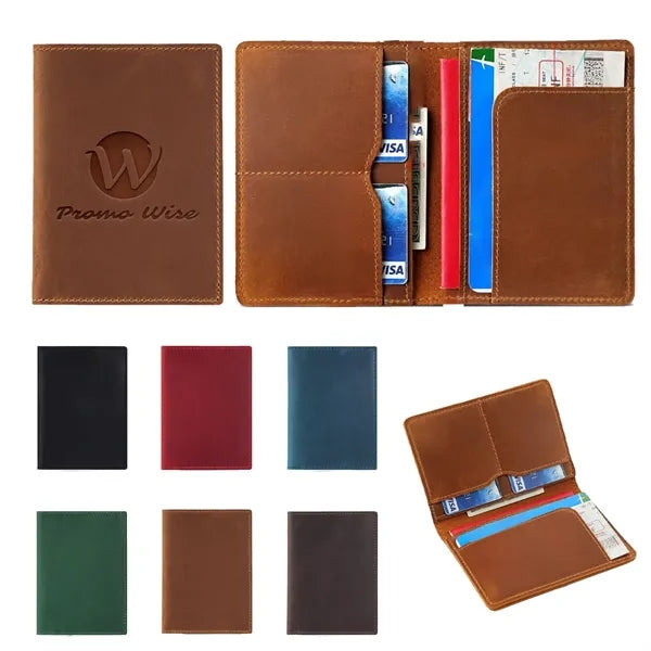 Top-Grain Cowhide Passport Card Holder Wallts