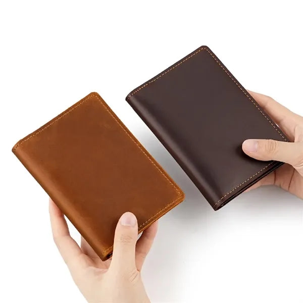 Top-Grain Cowhide Passport Card Holder Wallts
