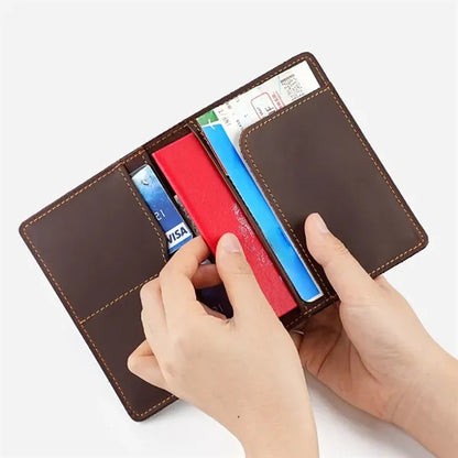 Top-Grain Cowhide Passport Card Holder Wallts