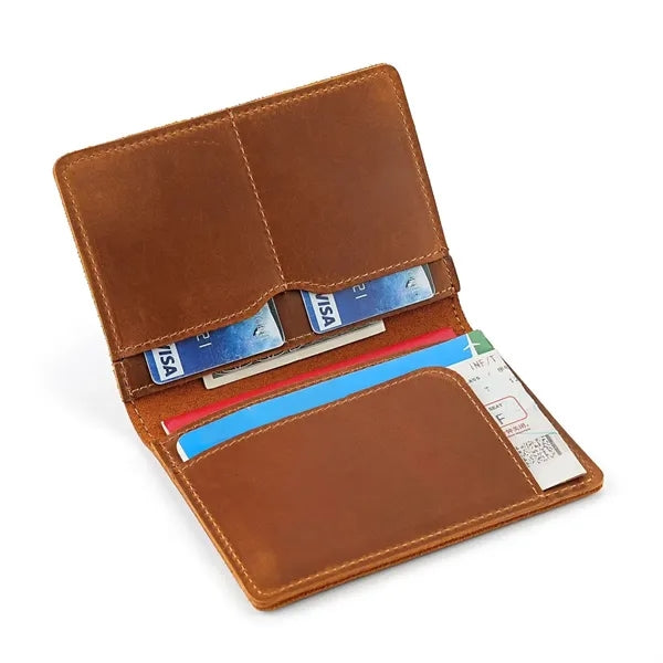 Top-Grain Cowhide Passport Card Holder Wallts