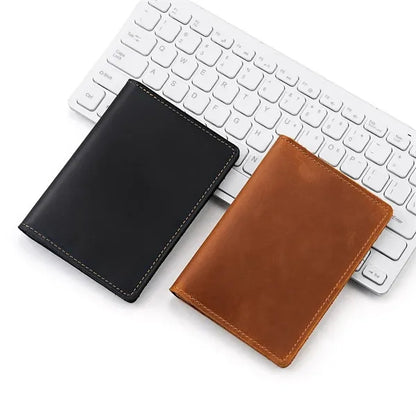 Top-Grain Cowhide Passport Card Holder Wallts