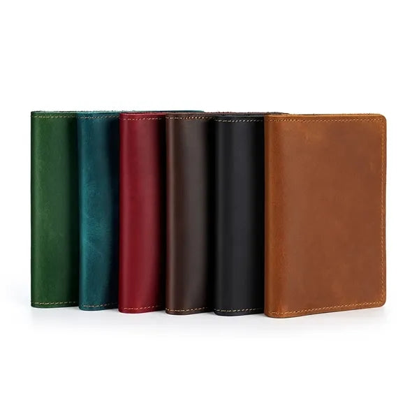 Top-Grain Cowhide Passport Card Holder Wallts