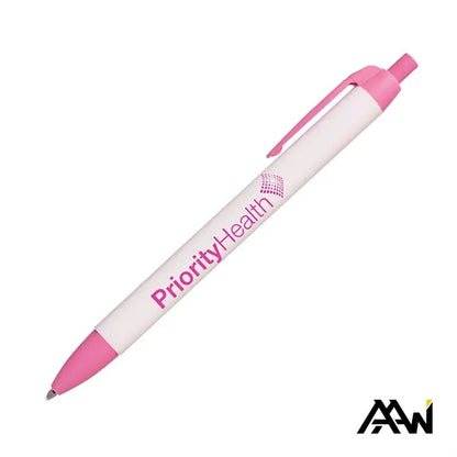 Widebody Pen w/Glossy White Barrel - Matte Colored Accent