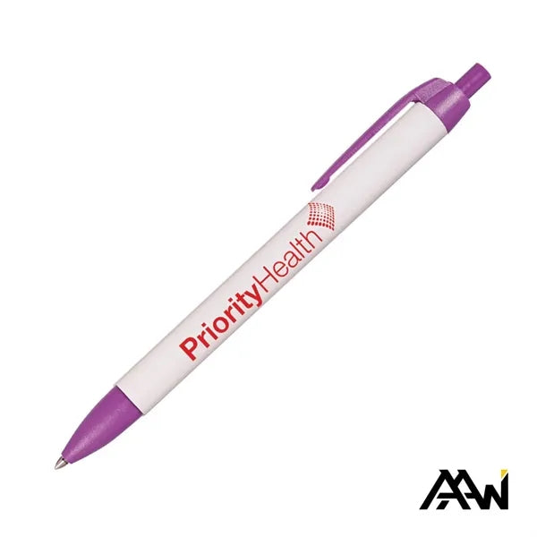 Widebody Pen w/Glossy White Barrel - Matte Colored Accent