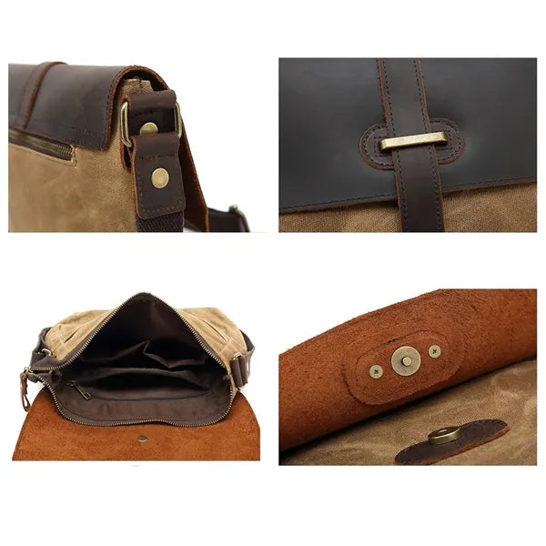 Vintage Canvas Messenger Bag, Crossbody Travel Bag