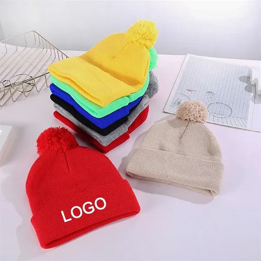 Knit Beanie Cap with Pom