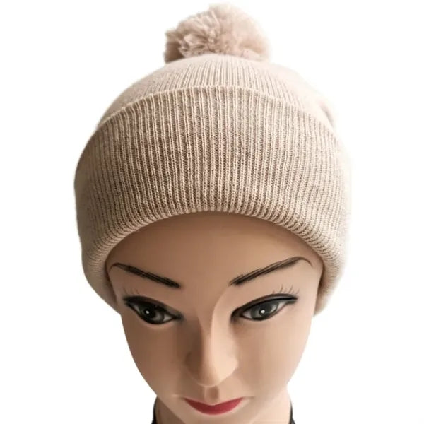 Knit Beanie Cap with Pom