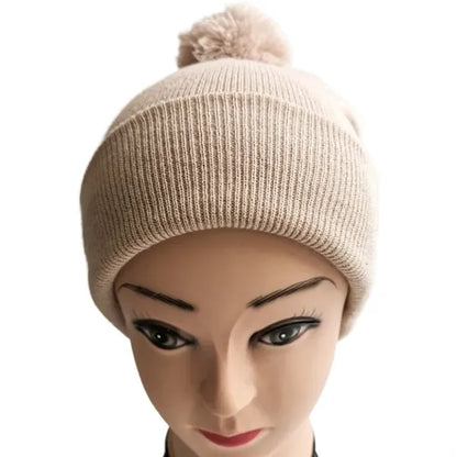 Knit Beanie Cap with Pom