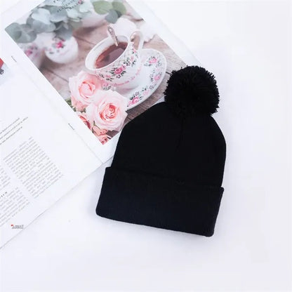 Knit Beanie Cap with Pom
