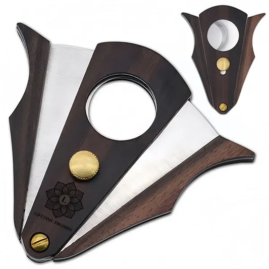 Wood Stainless Steel Cigar Cutter With Lock System
