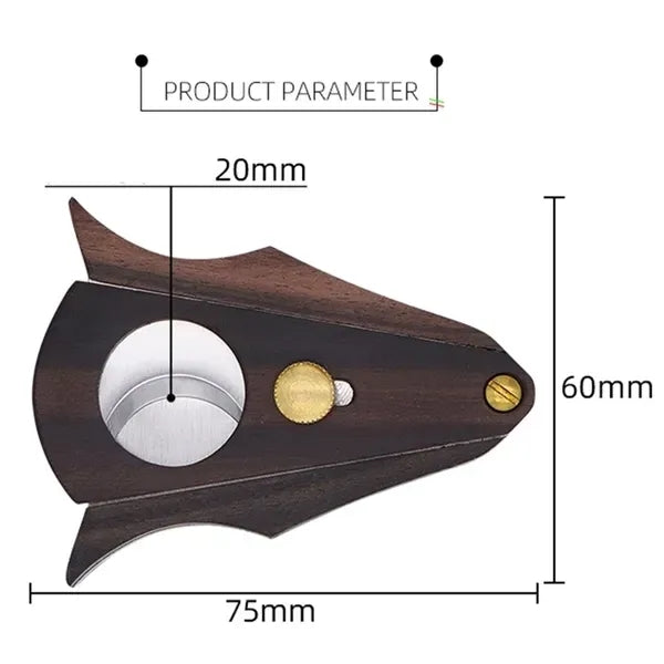 Wood Stainless Steel Cigar Cutter With Lock System