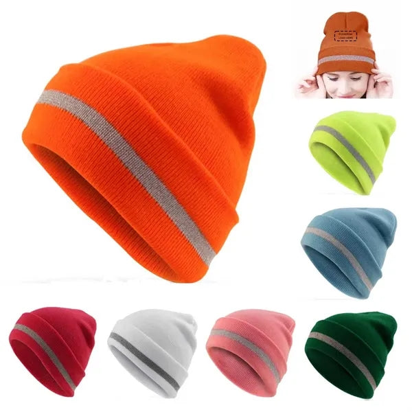 Hi-Vis Safety Beanie with Reflective Stripe