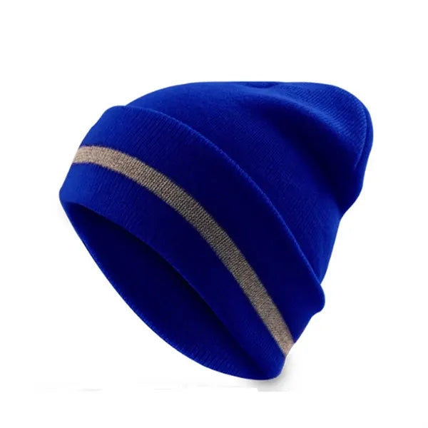 Hi-Vis Safety Beanie with Reflective Stripe