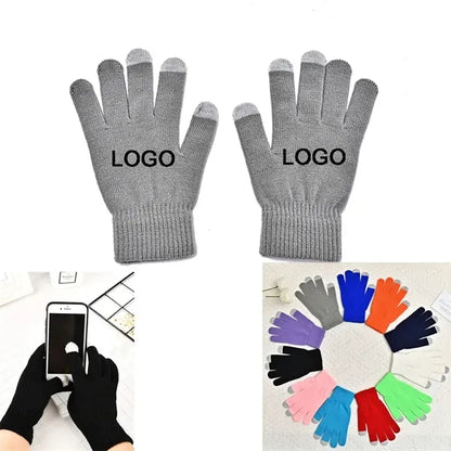 Portable Acrylic A Pair of Knitted Touchscreen Gloves