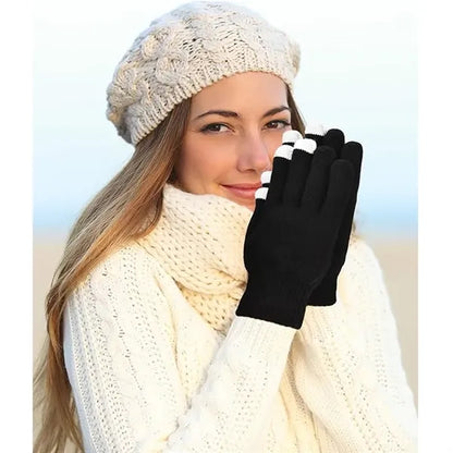 Portable Acrylic A Pair of Knitted Touchscreen Gloves
