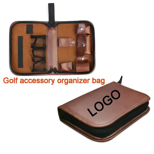 Custom Portable PU Leather Golf Accessory Tool Bag w/Handle