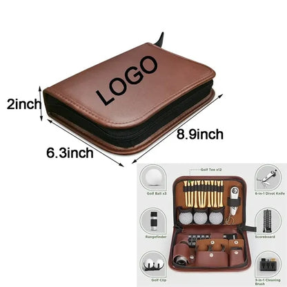 Custom Portable PU Leather Golf Accessory Tool Bag w/Handle
