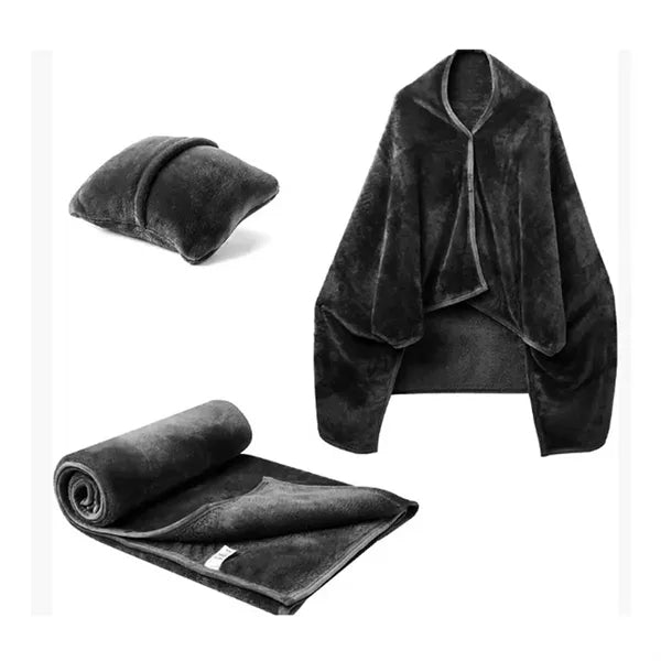 2 in 1 Travel Blanket with Pocket