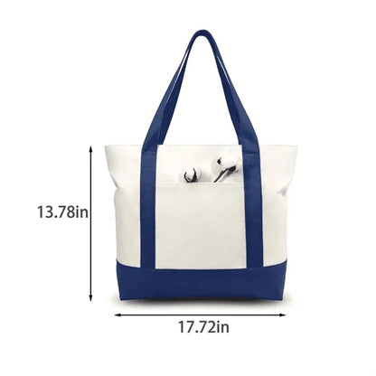 Daily Stylish Canvas Tote Bag With An External Pocket