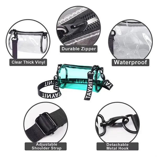 PVC Cylindrical Travel Security Crossbody Bag