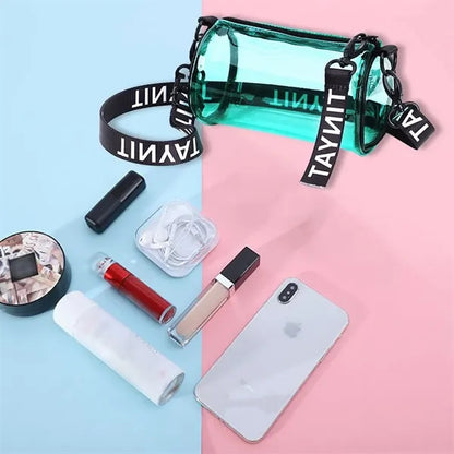PVC Cylindrical Travel Security Crossbody Bag