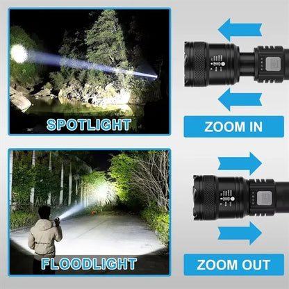 Rechargeable Plastic Multifunction LED Flashlight w/Lanyard