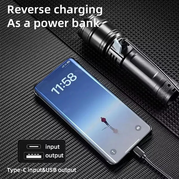 Rechargeable Plastic Multifunction LED Flashlight w/Lanyard