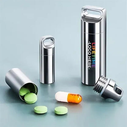Stainless Steel Pill Case Keychain