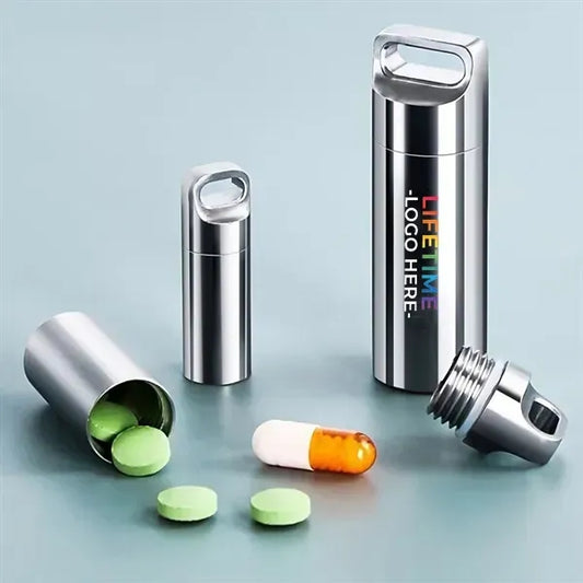 Stainless Steel Pill Case Keychain