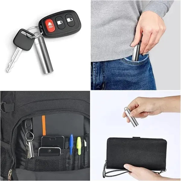 Stainless Steel Pill Case Keychain