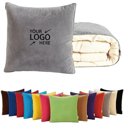 2-in-1 Custom Pillow Blanket for Car Travel and Home Use