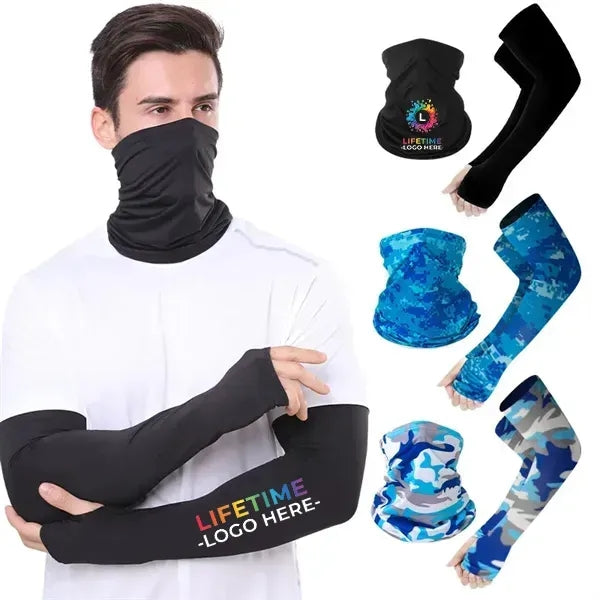 UV Protection Reflective Strap Arm Sleeves and Neck Gaiter