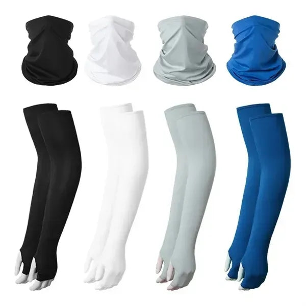 UV Protection Reflective Strap Arm Sleeves and Neck Gaiter