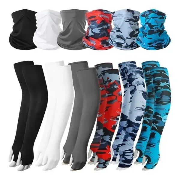 UV Protection Reflective Strap Arm Sleeves and Neck Gaiter