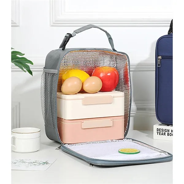Insulated Canvas Zipper Lunch Cooler Tote Bag