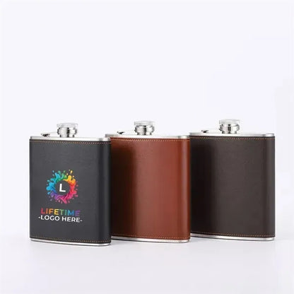304 Stainless steel leather 18OZ wine flask