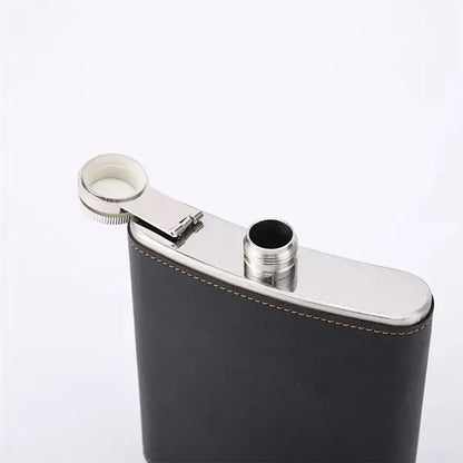 304 Stainless steel leather 18OZ wine flask