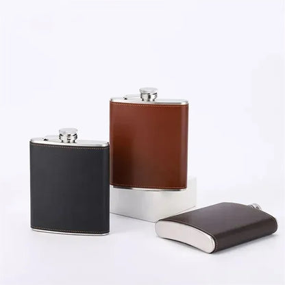 304 Stainless steel leather 18OZ wine flask