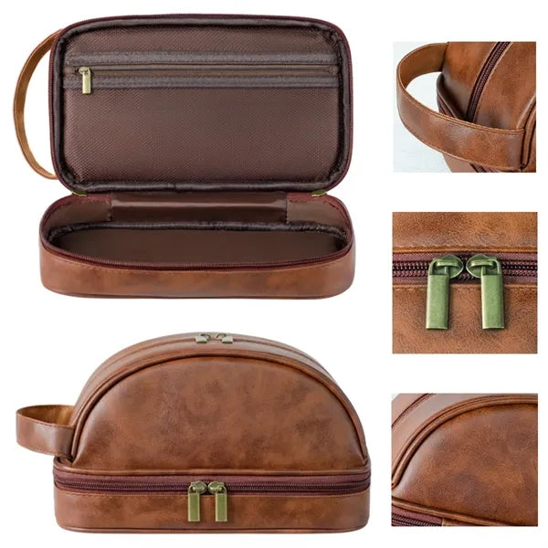 Vintage PU Leather Travel Toiletry Bag
