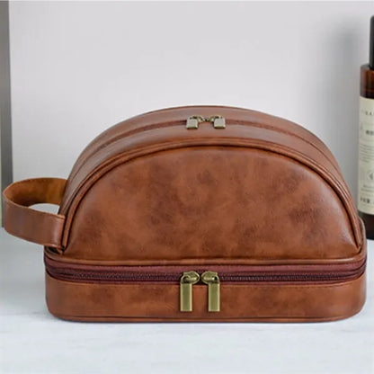 Vintage PU Leather Travel Toiletry Bag