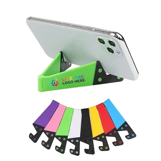V-Shaped Foldable Plastic Mobile Phone Stand for Desk and Tr