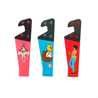 V-Shaped Foldable Plastic Mobile Phone Stand for Desk and Tr