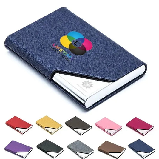 PU Leather Stainless Steel Business Card Holder