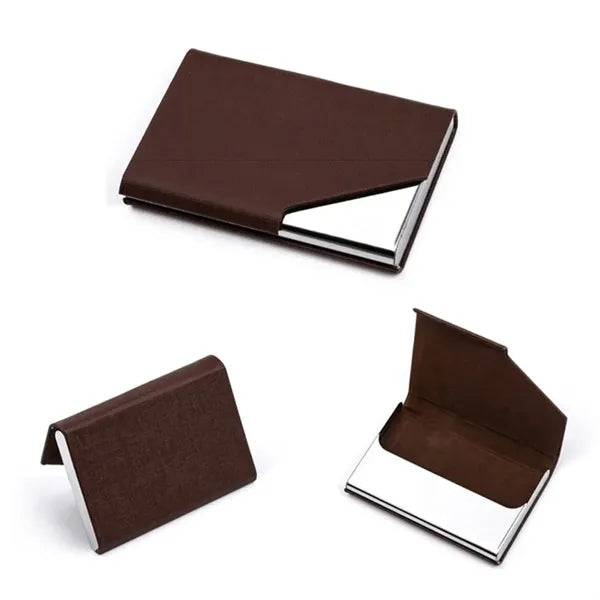 PU Leather Stainless Steel Business Card Holder
