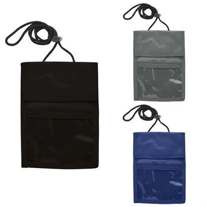 Badge Holder Neck Wallet with Lanyard Zipper ID Pouch