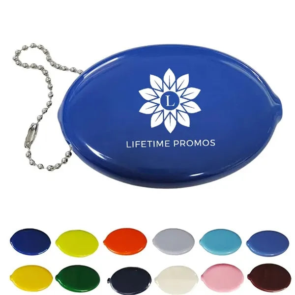 PVC Oval Squeeze Coin Pouch with Keychain