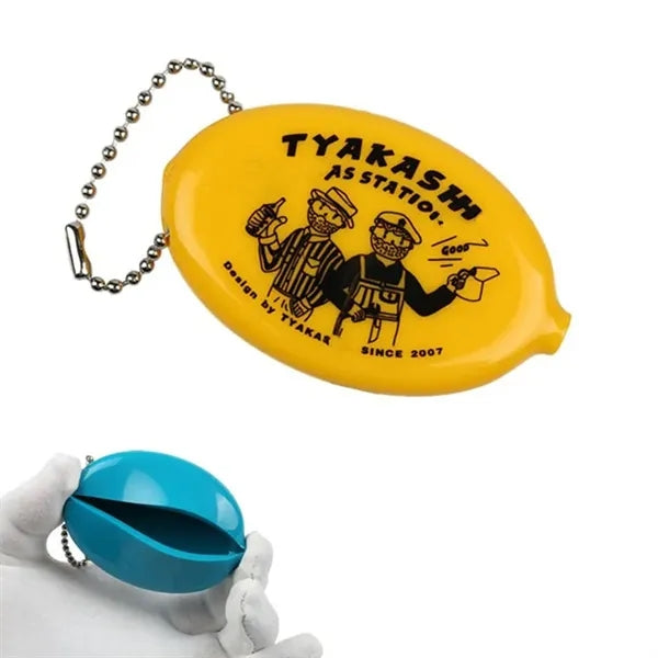 PVC Oval Squeeze Coin Pouch with Keychain