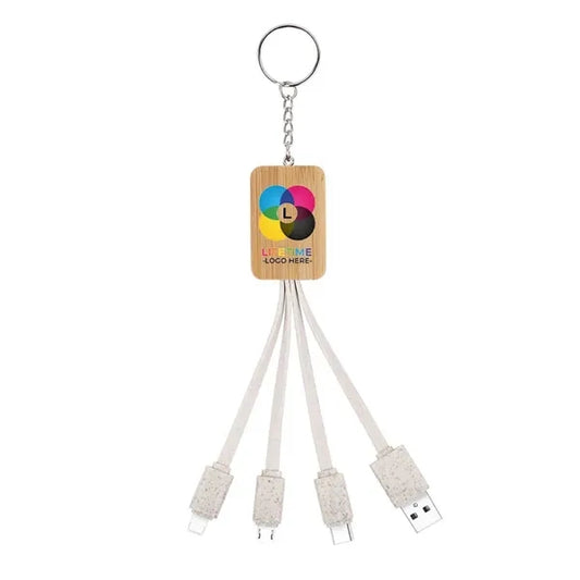 Bamboo 3-in-1 Charging Cables Keychain