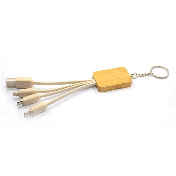 Bamboo 3-in-1 Charging Cables Keychain