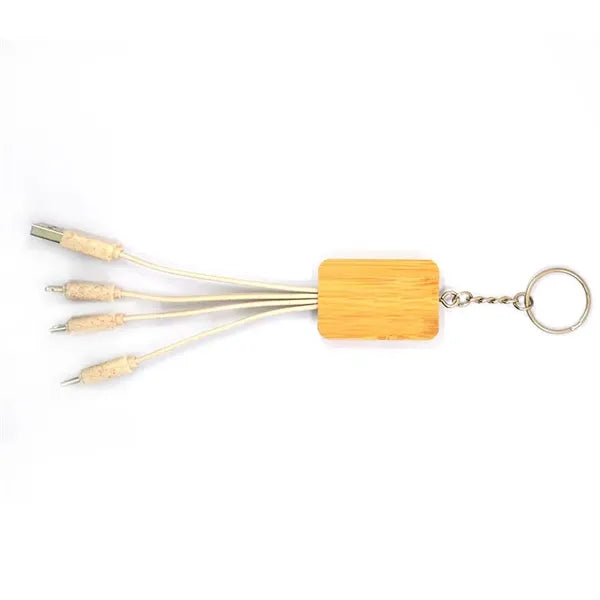 Bamboo 3-in-1 Charging Cables Keychain